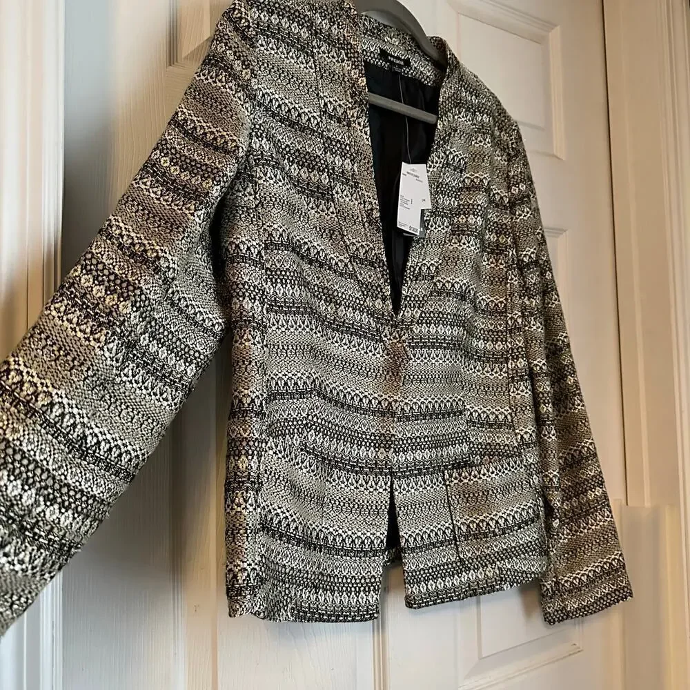 Premise Women Winter Soiree Gold Black Woven Blazer Career Office Formal Size 8 - Picture 4 of 6